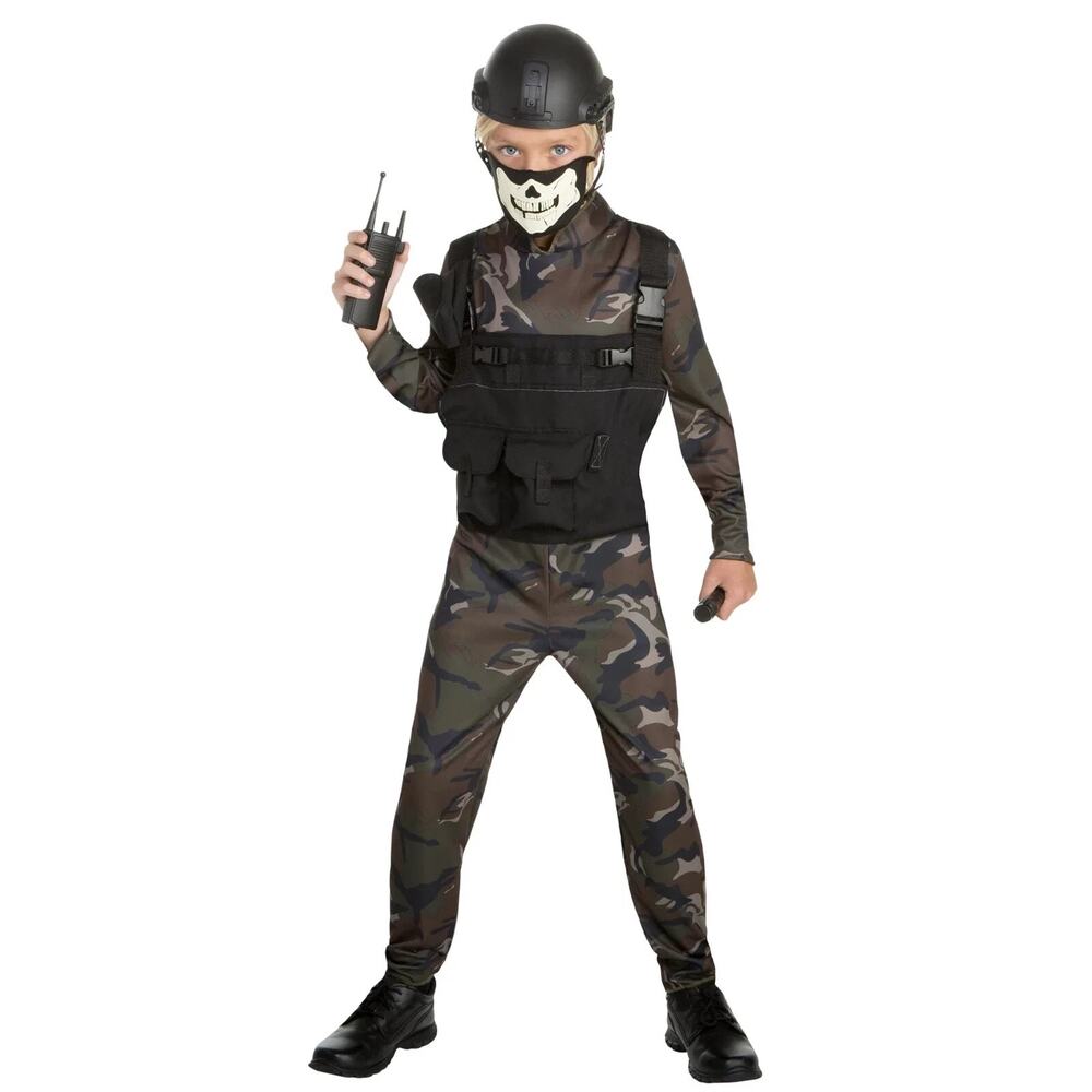New Boy's Size S (4/6) Skull Commando Halloween Costume Palamon Camo